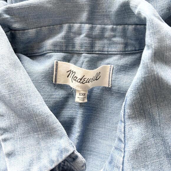 Madewell Chambray Button Up Collared Oversized Blouse Top Women’s XXS - Picture 3 of 4